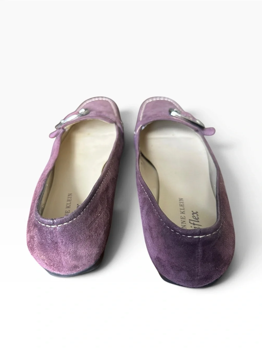 AK Anne Klein iFlex Purple Suede Buckle Loafers Flats 8.5W